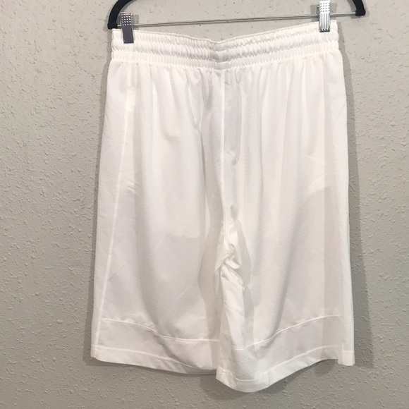 Nike Dri-FIT Icon, Men's Basketball Shorts White Pull-On with Black Swoosh - Picture 4 of 10